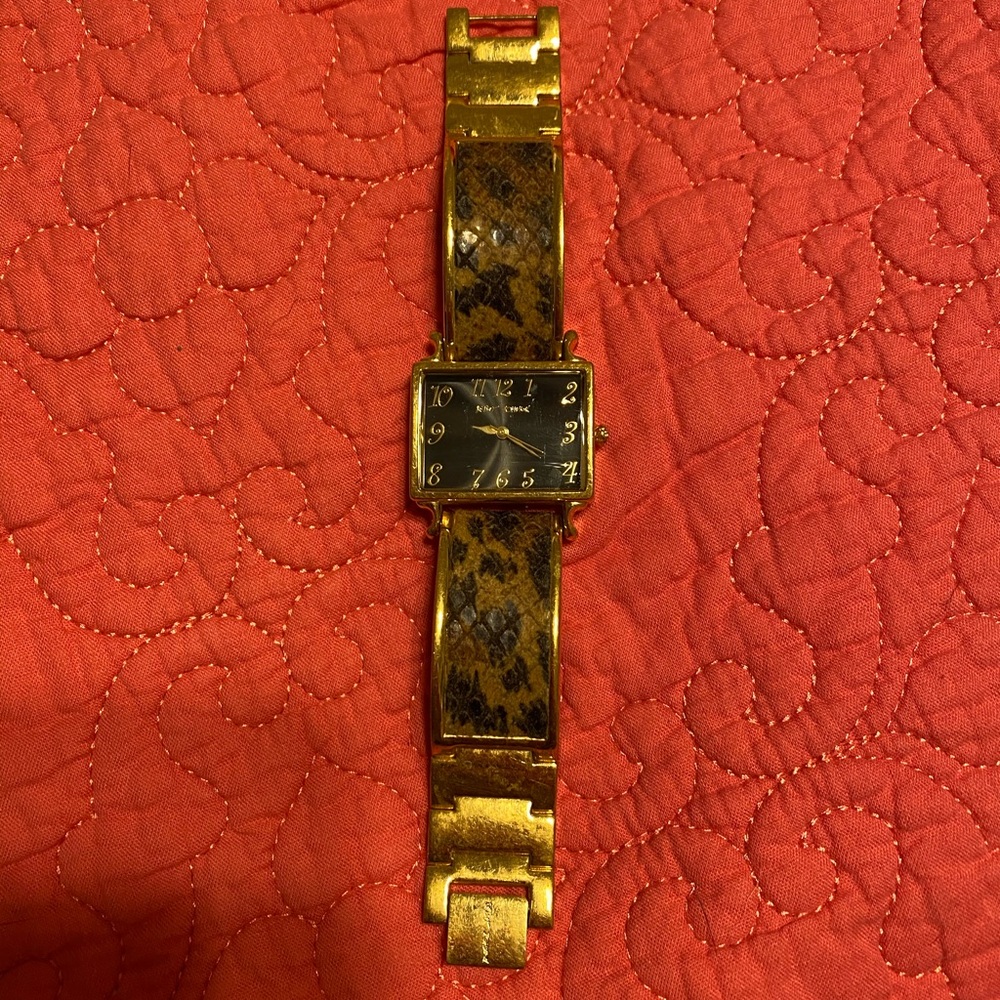 Betsy Johnson Leopard Print Gold Watch